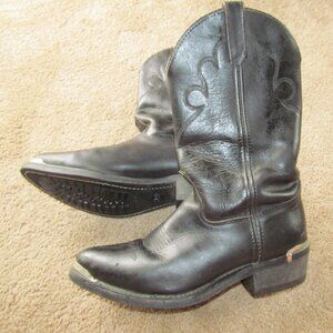 Vintage Leather HH Cowboy Boots with Heel/Toe Plates Men's Size 9.5 D Black